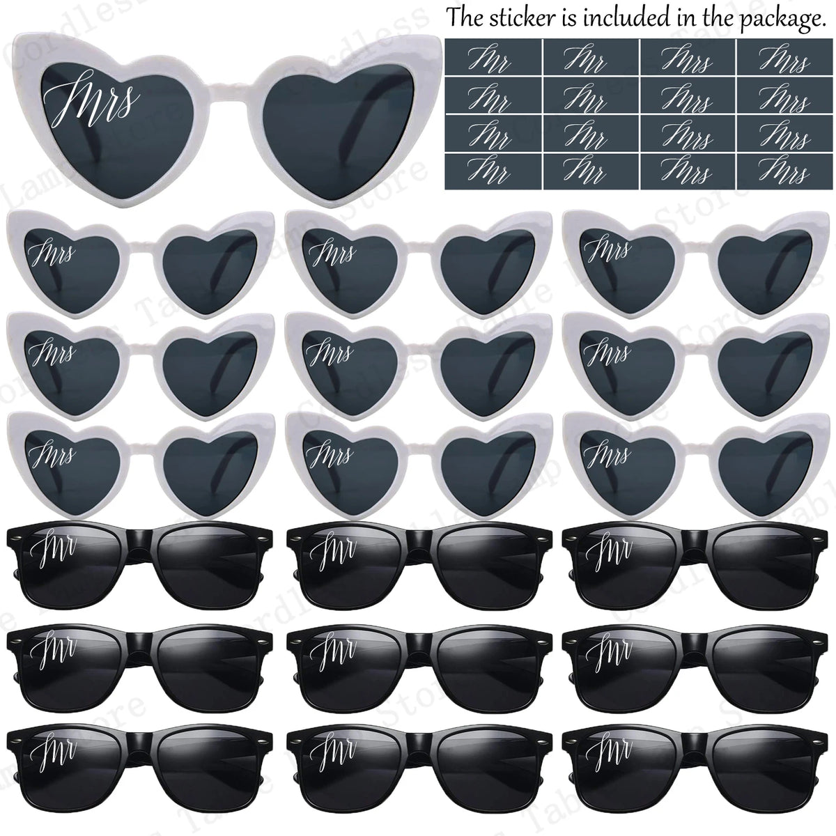 12-120 Pcs Wedding Heart Sunglasses Mr/Ms Bride Glasses Wedding Gift for Guest Bridesmaid Heart Glasses Just Married Party Favor
