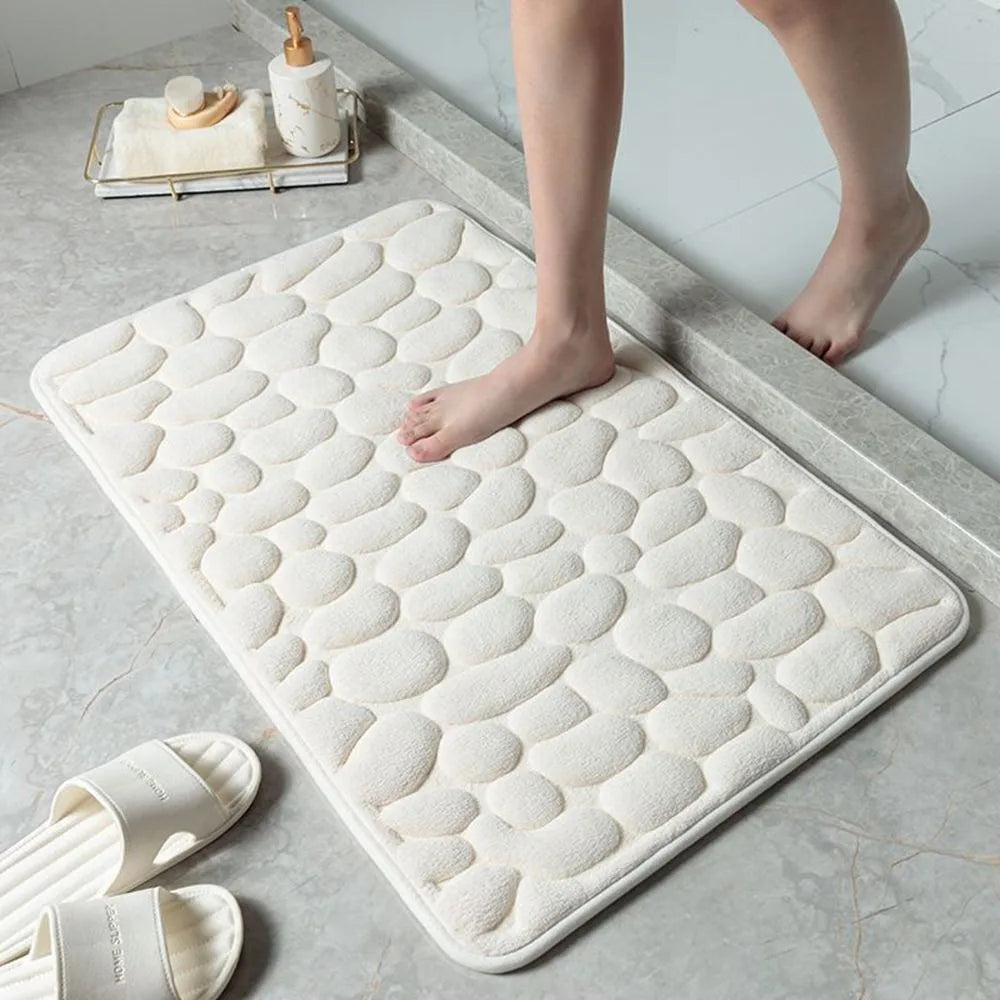 Cobblestone Embossed Bath Mat Non-slip Carpets Water Absorption Washable Bathtub Floor Rug Shower Doormat Bathroom Decor