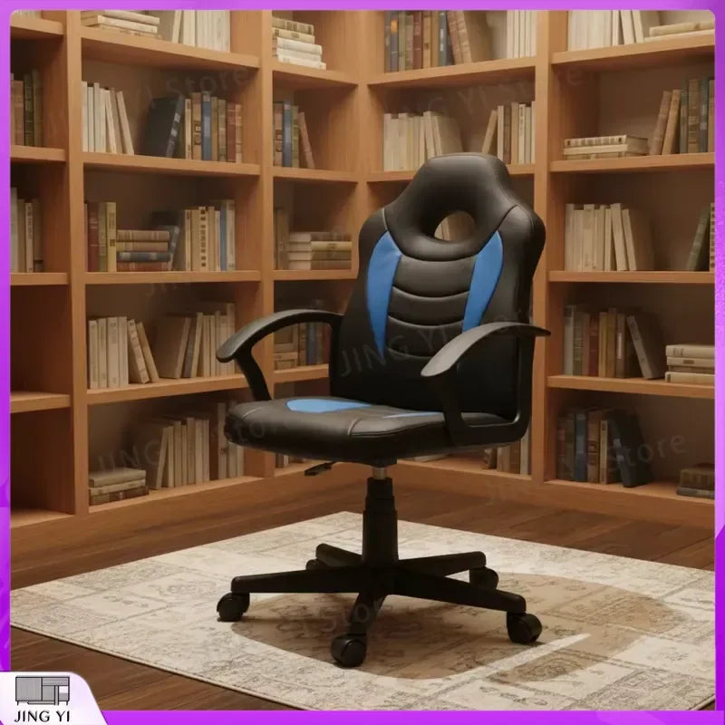 Ergonomic Gaming Chair with LED Lights Blue PU Leather Reclining Computer Game Chair Adjustable Height Racing Style Office