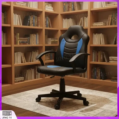 Ergonomic Gaming Chair with LED Lights Blue PU Leather Reclining Computer Game Chair Adjustable Height Racing Style Office