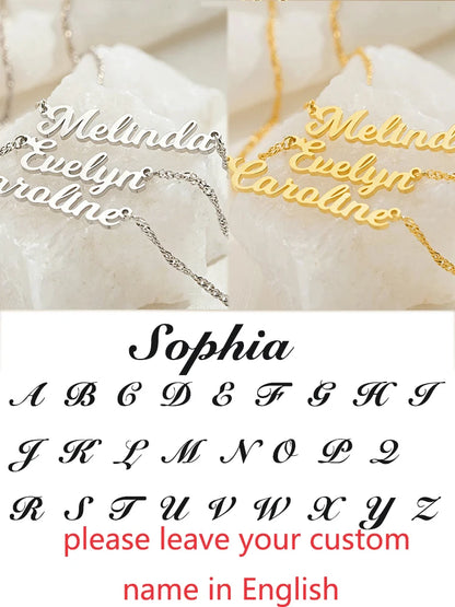 Custom Different Font Name Pendant Necklace for Woman Girls Stainless Steel Nameplate Personalized Choker Necklaces Jewelry Gift