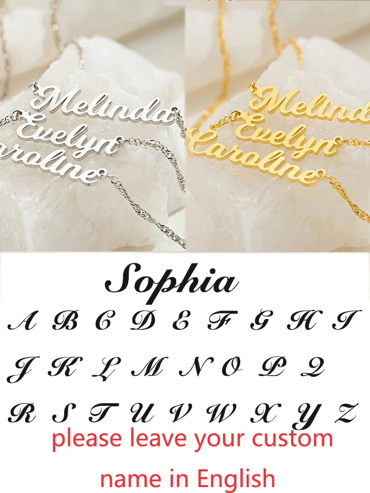 Custom Different Font Name Pendant Necklace for Woman Girls Stainless Steel Nameplate Personalized Choker Necklaces Jewelry Gift