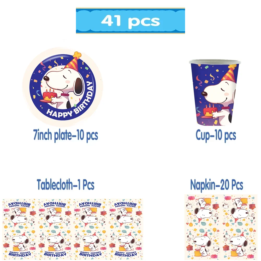 Happy Birthday Party Decorations Dog Banner Flag Foil Latex Balloons White Anime Supplies Baby Boy Girl Kids Cute Toy Gifts