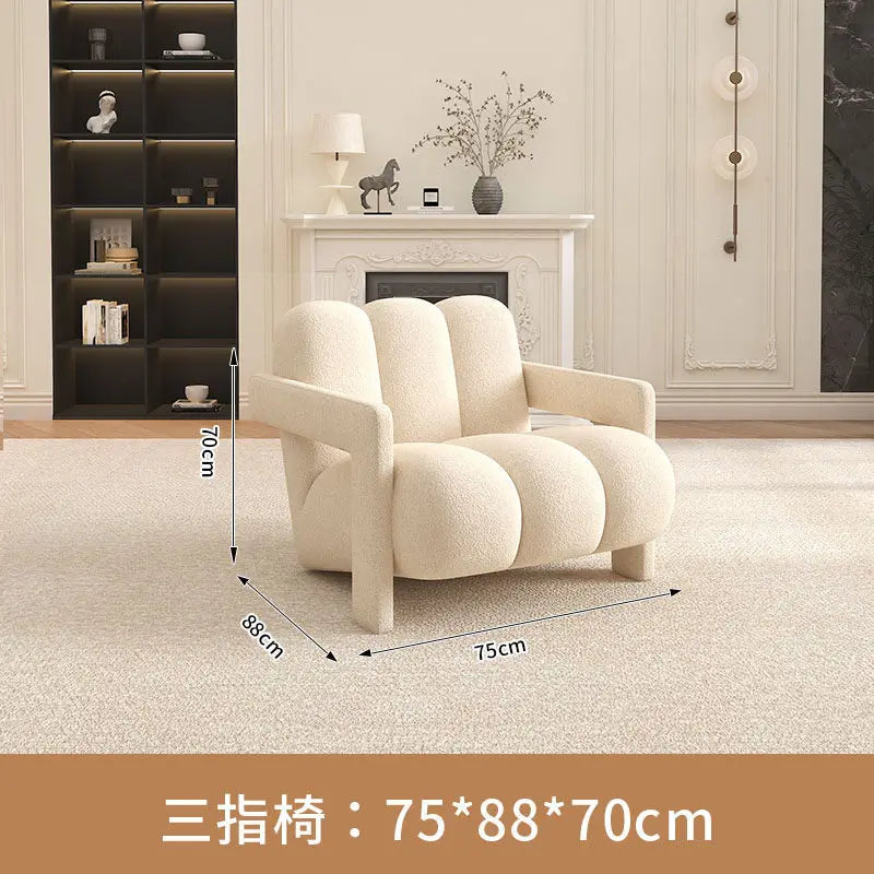 for Nordic Fabric Sofa Living Room Home Light Luxury Curved Large Sofa White Beauty Salon Hotel Lounge Sofa Chair