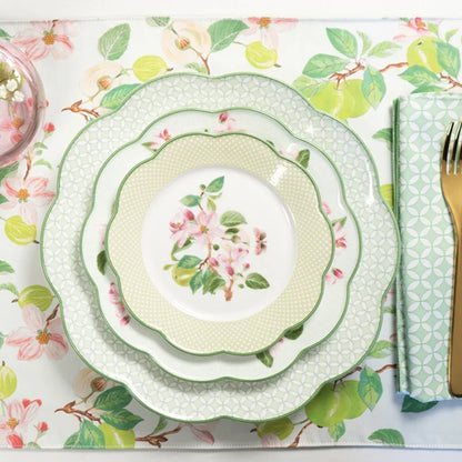 Ceramic Plate Household Bone China Dinner Plate Set Vintage Green Flower Dishes Tableware Oval Large Tray Dinnerware Sets