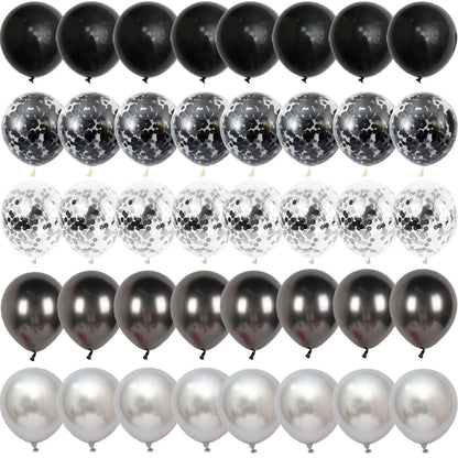 Black Metal Latex Confetti Balloon 30 40 50th Birthday Decoration Matte Globos New Year Wedding Birthday Party Baby Shower Decor