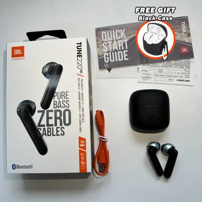 Original JBL Tune 220TWS Wireless Bluetooth Earphones Stereo Earbuds with Bass Sound, Noise Reduction Mic Headset JBL T220 tws