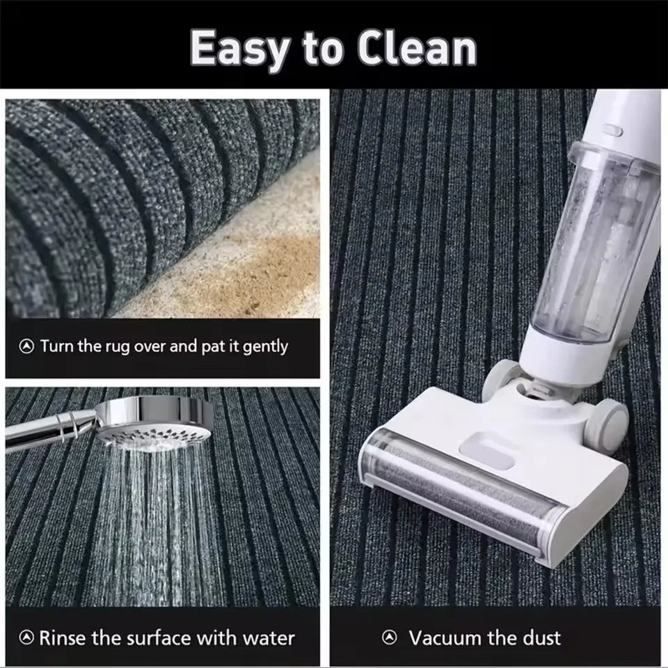 New 1pc Washable non-slip carpet, solid color striped kitchen door mat floor mat, suitable for bathroom, hallway, entrance,