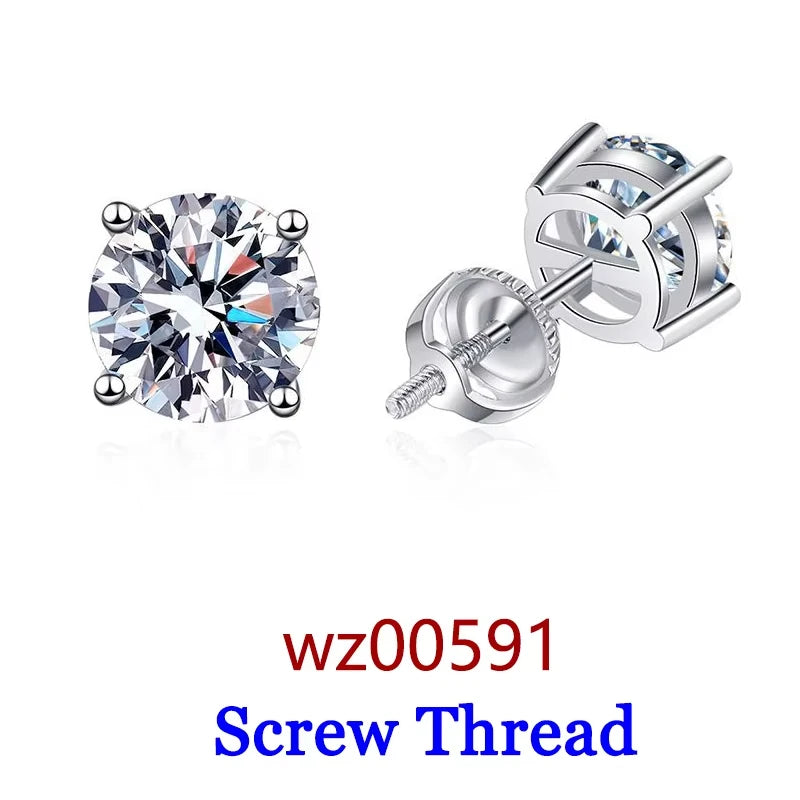 Premium 0.5-2ct Moissanite Diamond Stud Earrings for Women Orginal 925 Sterling Silver Screw Back Women Moissanite Earring 2026