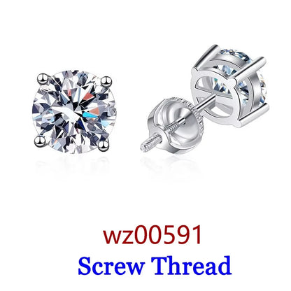 Premium 0.5-2ct Moissanite Diamond Stud Earrings for Women Orginal 925 Sterling Silver Screw Back Women Moissanite Earring 2026