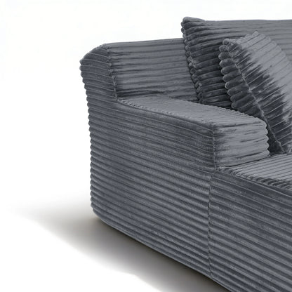 66" Oversized Cloud Sofa Bed, No Assembly Required Faux Fur Chaise Lounge with Pillow, Luxury Boneless Reading Chair for Living Room