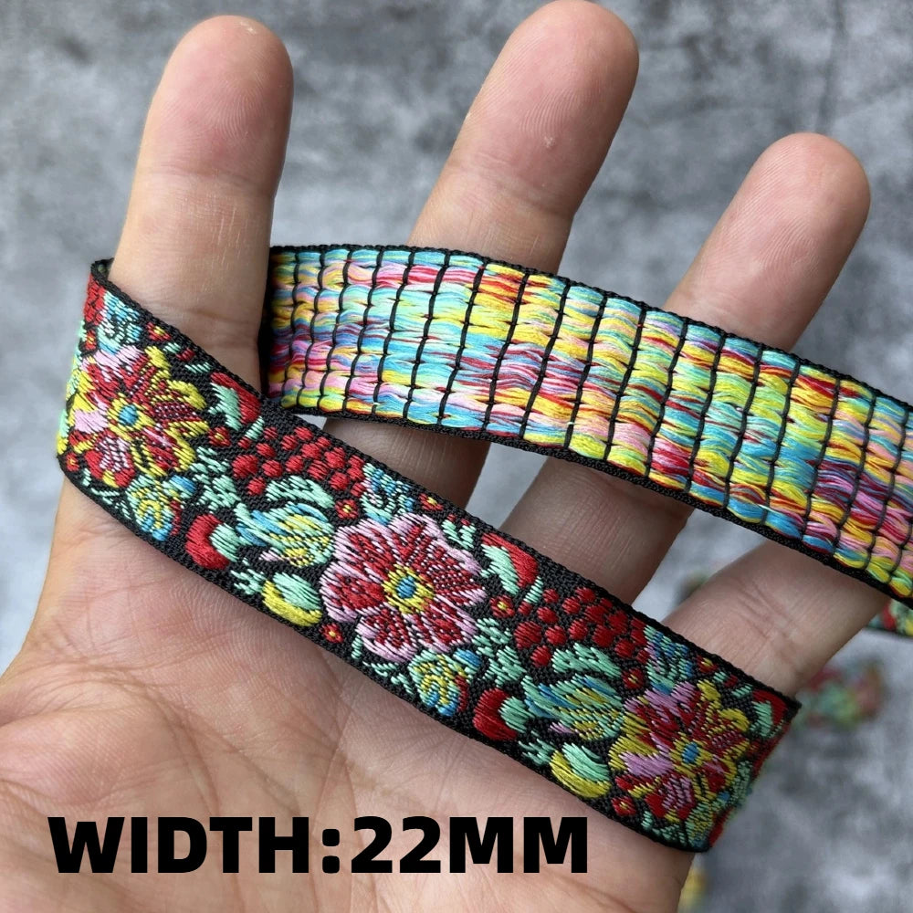 5 Yards 1~3CM Geometric Flower Designs Are Selling Well Embroidered Jacquard Ribbon Decorative Clothing Dog Chain Curtains