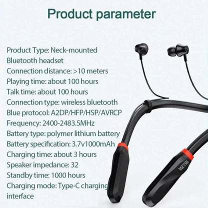 MZYMI Wireless Earphones 200 Hour Play Neckband Bluetooth 5.1 Headphones Headphone with Mic 9D Stereo Earbuds Headset