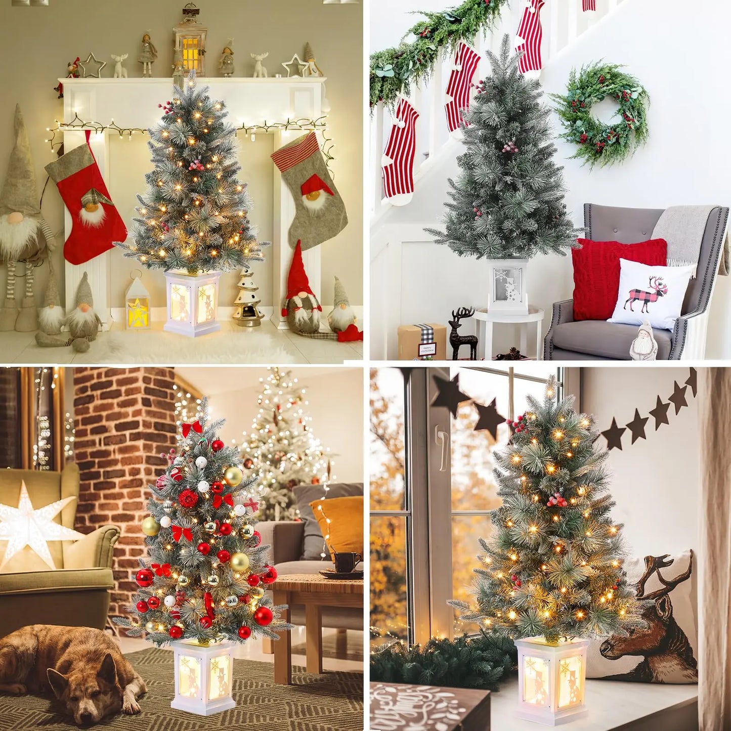 3FT Prelit Artificial Christmas Tree with Lights 3 Foot Artificial Christmas Tree with Snowflake Base 78 LED Prelit Christmas Tree Battery Operated Timer Easy Assembly Winter Holiday Decor
