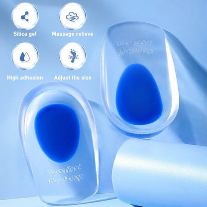 2pcs Silicone Gel Heel Insoles for Plantar Fasciitis Heel Spur U-shaped Pain Relief Protective Inserts Soft Pads for Men Women