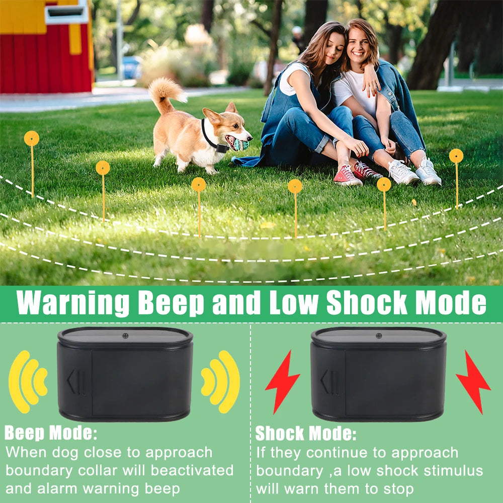 Electronic Pet Fence System Containment Dog Training Collar Pet Accessories Sound Shocked Collar Waterproof Electric Dog Fence