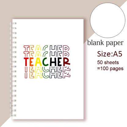 A5 Spiral Notebook - Teach Love Inspire - Rainbow Note Book Writing Pad Journal Teacher Life Day Gift Appreciation Floral Design