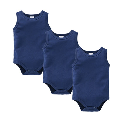 Kavkas 3 Pcs Summer Unisex Baby Vest Bodysuit 100% Cotton Sleeveless Newborn Solid Clothes 0-24 Months Clothing