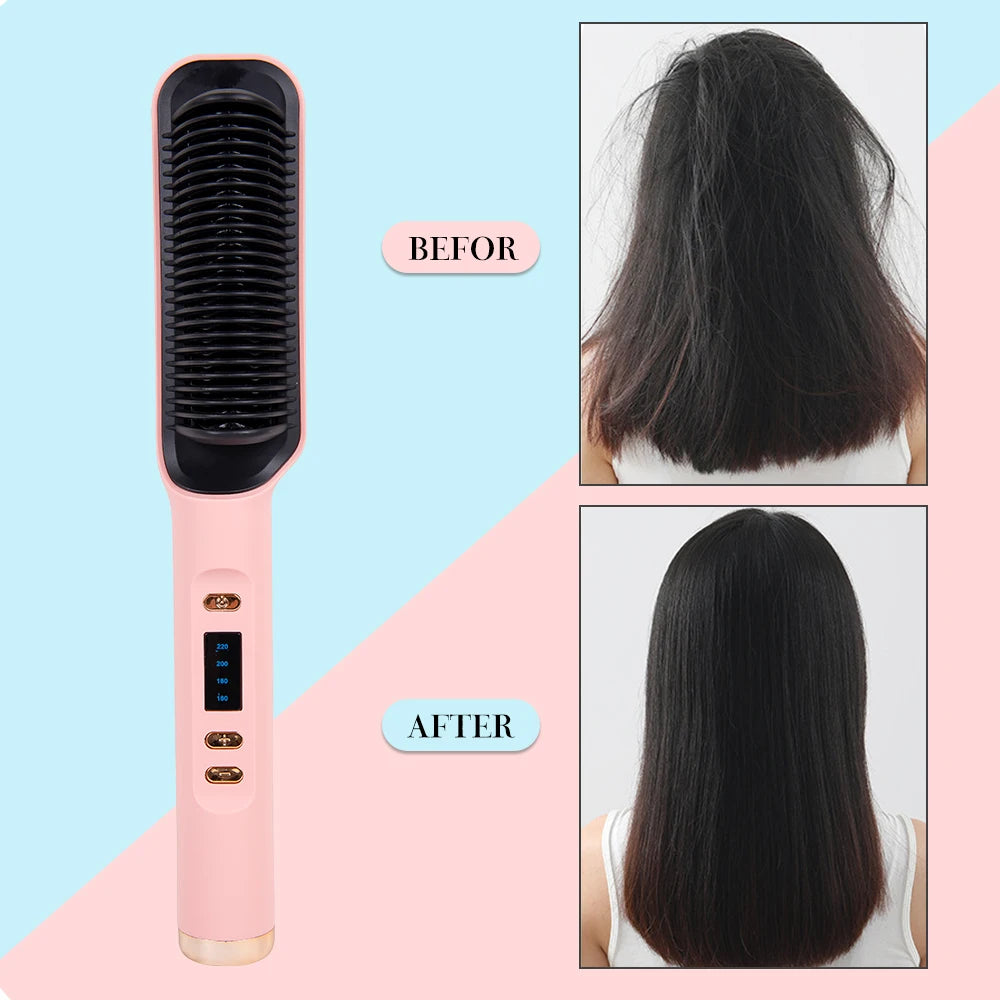 Hair Straightener Brush Electric Hot Comb Hair Straightener Hair Brushes Comb Hot Heating Comb Multifunction Hair Straightener