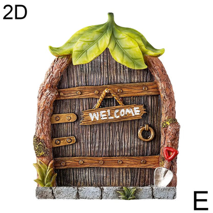 Miniature Fairy Gnome Door Figurines Elf Home For Yard Art Garden Tree Sculpture Statues Decor Outdoor Decor Fairy Garden D V5C7