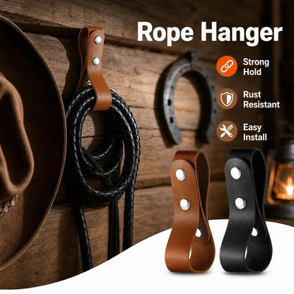Equestrian Leather Whip Hanger Belt Loop Secure Snap Fastener Strap for Horse Riding Crops & Tack Room Organization
