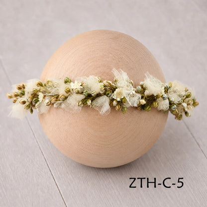 Floral Newborn Headbands for Photography Props Handmade Infant Girl Flower Wreath Baby Headband Newborn Photoshoot, Accessories