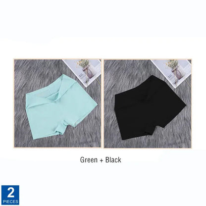 2Pcs Women Ice Silk Boxer Panties Cotton Crotch Antibacterial Underpants Sexy Seamless Safety Pants Thin Fast Dry Underwear