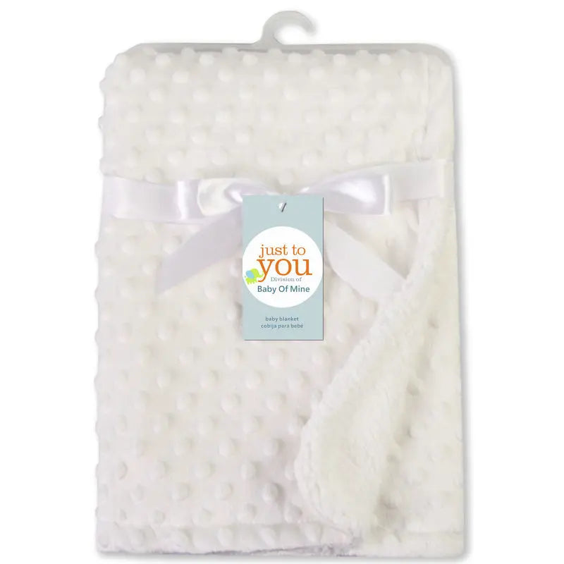 Newborn Baby Blanket Warm Fleece Thermal Soft Stroller Sleep Cover White Pink Beanie Infant Bedding Swaddle Wrap Kids Bath Towel