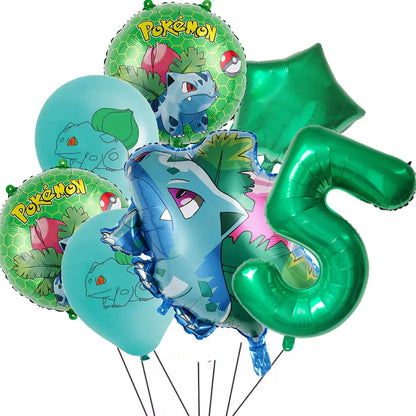 7Pcs/Set Pokemon Balloon Set Pikachu Charmander Cartoon Aluminum Foil Balloons Party Decoration Props Toy Anime Birthday Party
