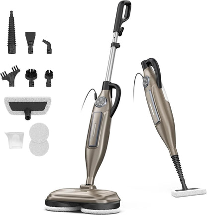Steam Mop Cleaner with Rotating Mop Pad 10 in 1 Lightweight Spin Mop 1300W Powerful Floor Steamer for Home Hardwood Laminate VM6