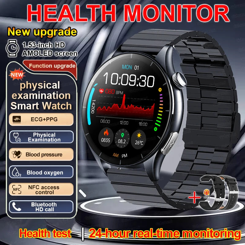 2026 New Smart Watch NFC ECG+PPG Blood oxygen Uric Acid Blood Pressure Sapphire Smartwatch Men For Android iOS Smart watch men