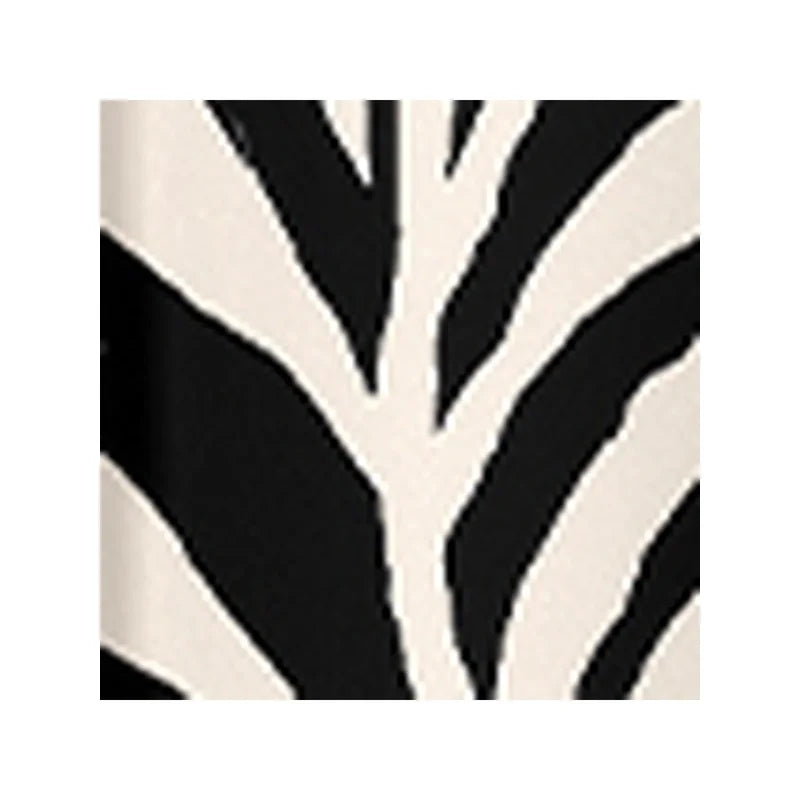Women's Black Side-Twist T-Shirt And Black White Leaf Print Wide-Leg Pants Two-Piece Set Casual Lazy Style Outfit