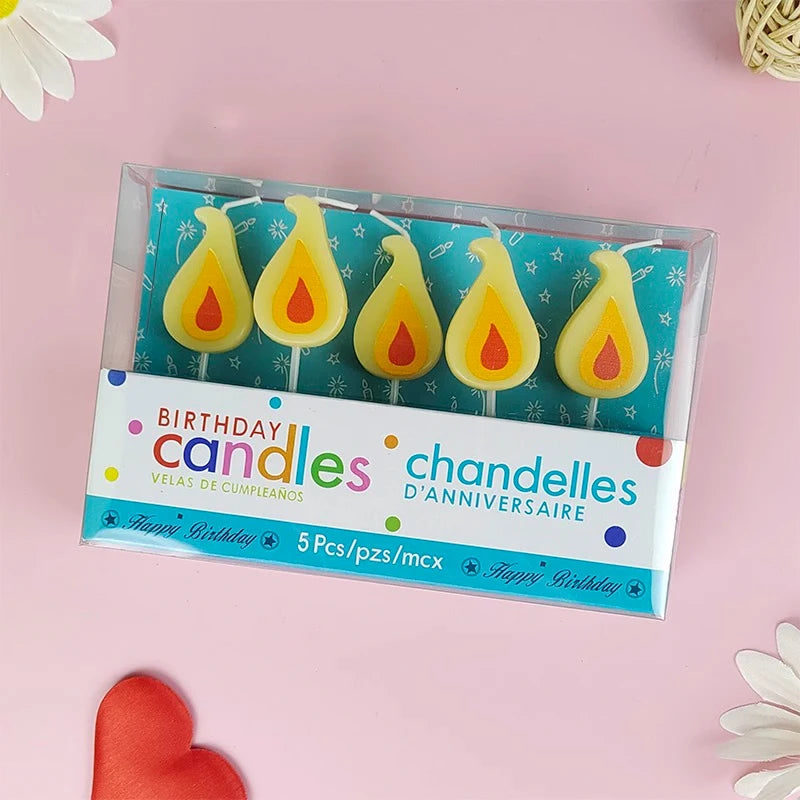 Yellow Flame Cake Candle Retro Cartoon Flame Candle Birthday Candle Internet Celebrity Christmas Decoration