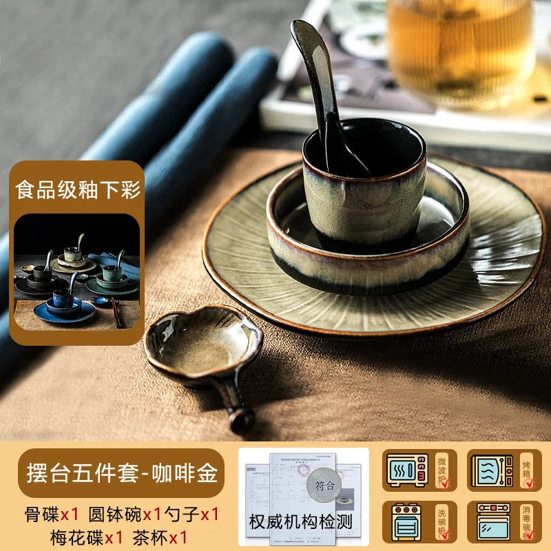 Chinese tableware set plate bowl ceramic combination solid color tableware