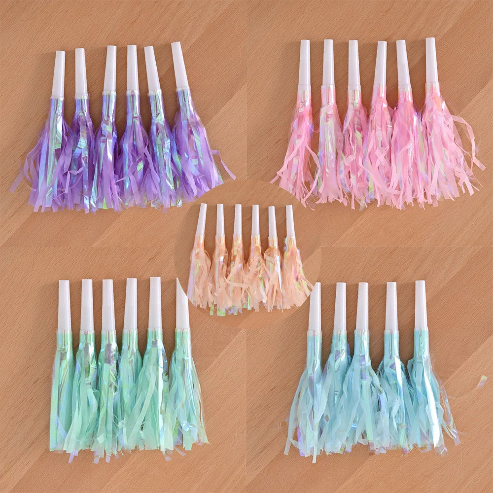 12 pcs Colorful tassel blowing dragon toy whistle birthday party wedding decoration festival party atmosphere cheering props