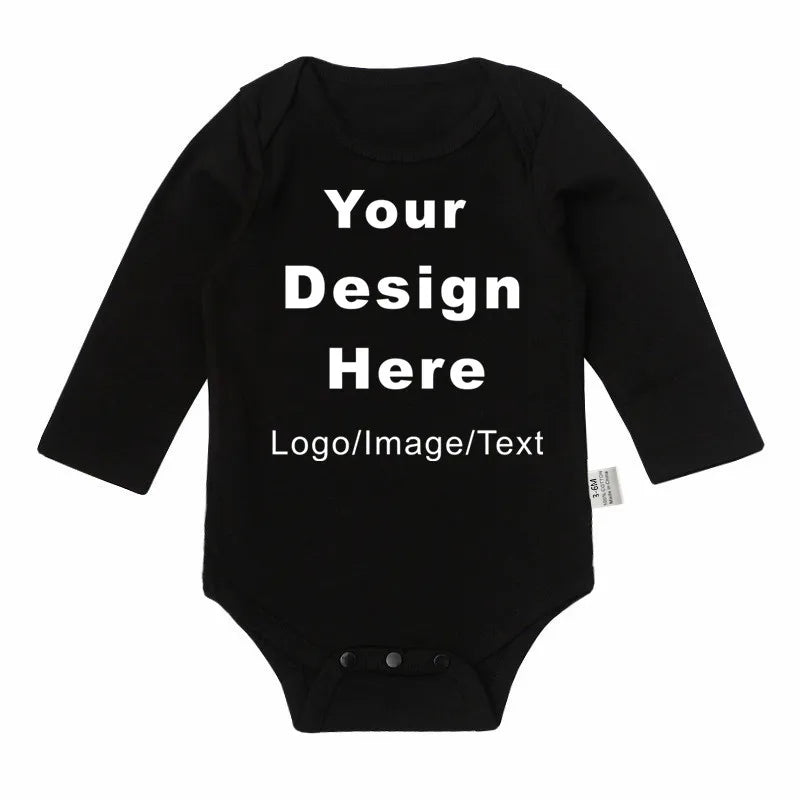 DIY YOUR Deisng Newborn Customization Bodysuit Long Sleeve & Short Sleeve Jumpsuit Simple CUSTOM TEXT Baby Romper