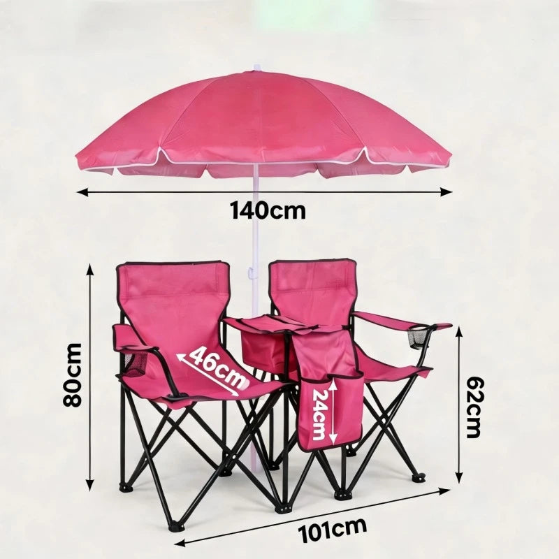 Factory direct sales outdoor leisure beach chair sunshade ice pack double  portable camping chair folding  wholesale