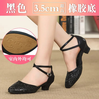 New Sequin Red Black Gold Silver Women Ballroom Tango Salsa Latin Dance Shoes / Cheap Closed Toe Salsa Shoes Soft Sole