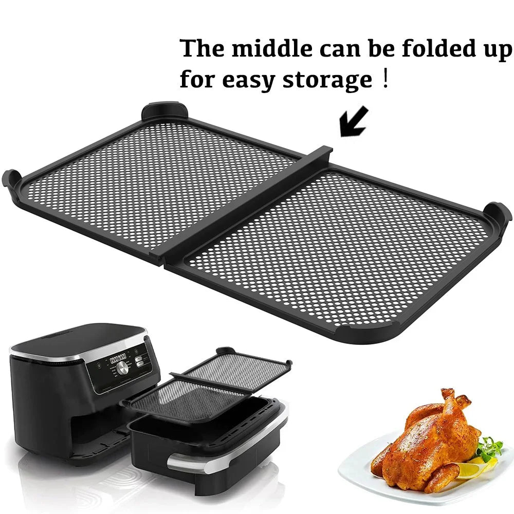2nd generation Air Fryer Splatter Guard Heat Resistant for Ninja AF500 Air Fryer Reusable Foldable Oil Silicone Splatter Shield