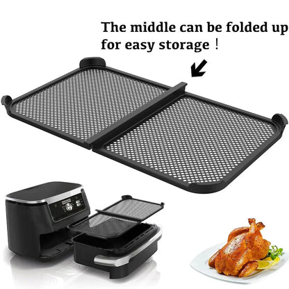 2nd generation Air Fryer Splatter Guard Heat Resistant for Ninja AF500 Air Fryer Reusable Foldable Oil Silicone Splatter Shield