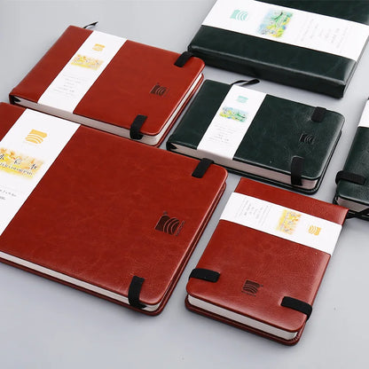 BAOHONG Watercolor Sketchbook 300g Notebook Cotton Pulp Watercolor Paper Faux Leather Cover Hand-Drawn Friendly for Sketching
