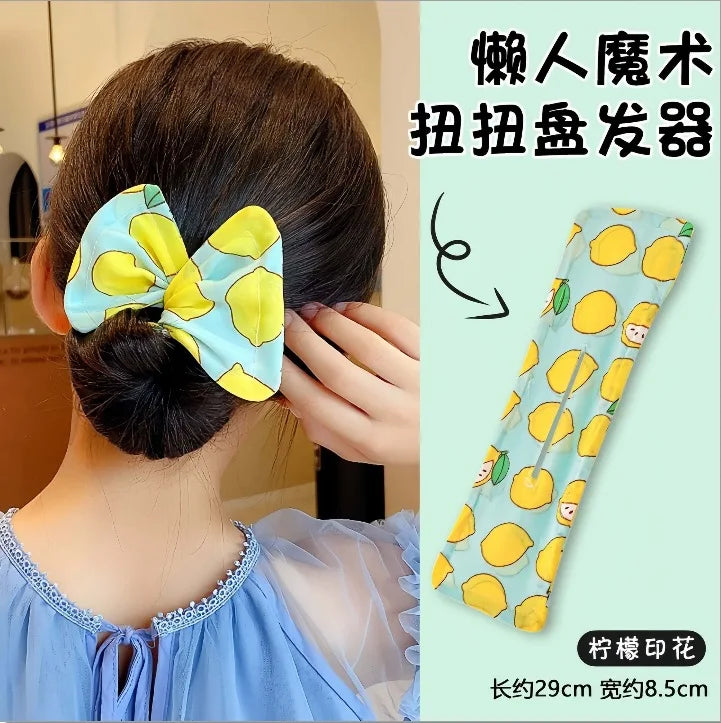 Cute Children's Hair Straightener, Adjustable Headband Hair Clip, Bow Twist Clip Hair Straightener, Meatball Headband Accessory