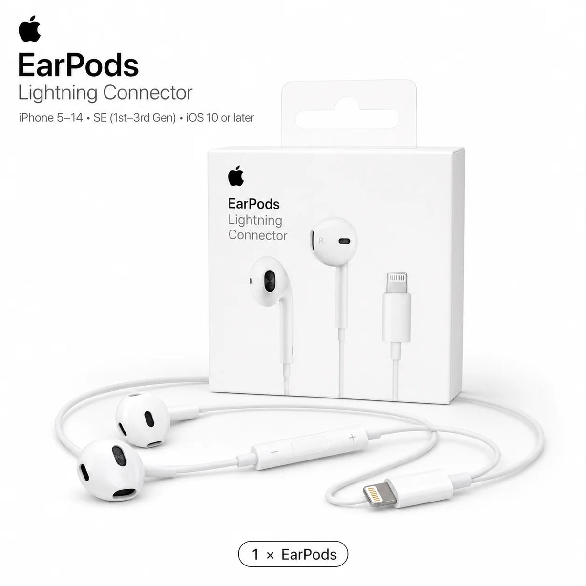 Official Apple EarPods Wired Earphones 3.5mm Lightning USB-C Connector with Mic Volume Control for iPhone iPad Mac