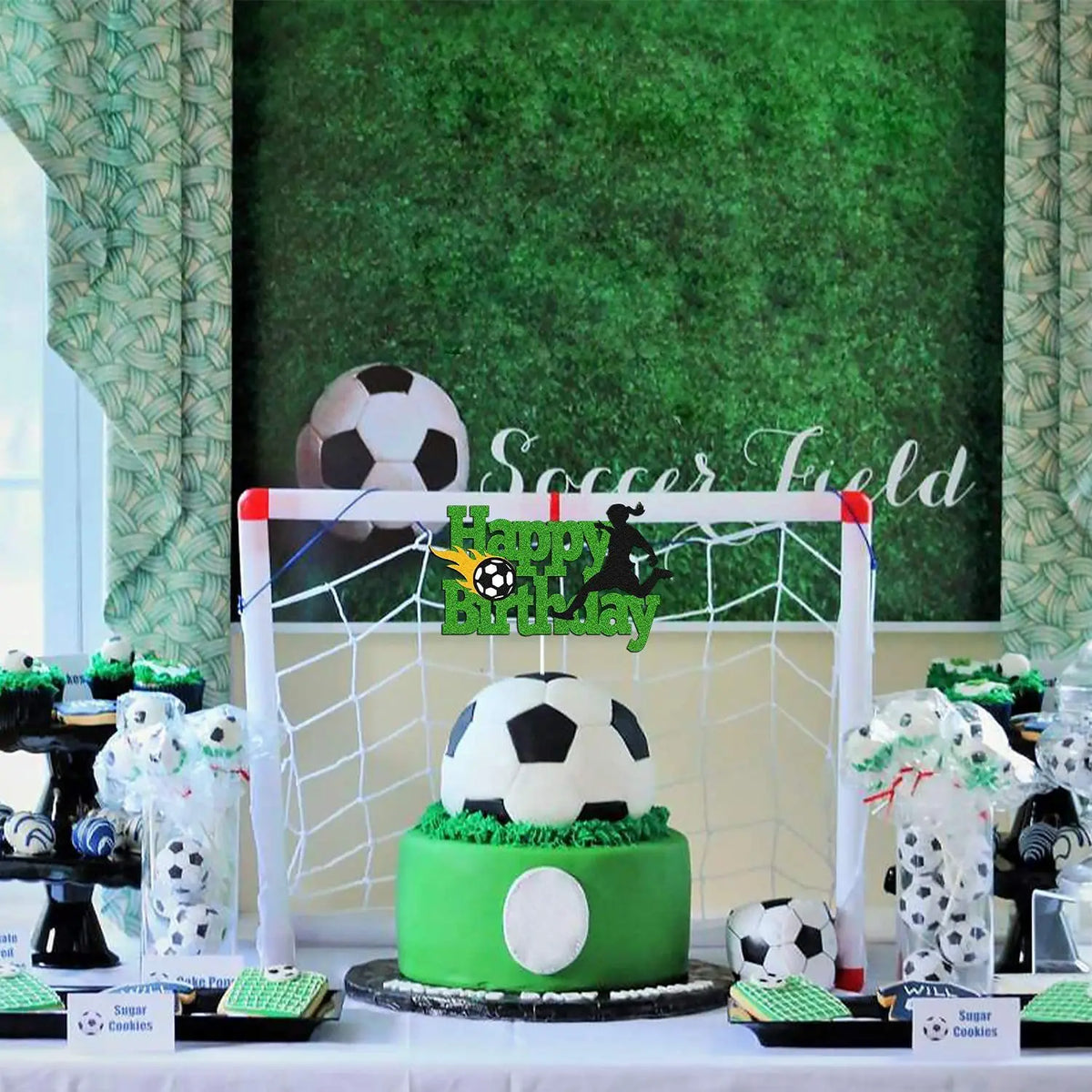 Football Cake Topper Boy Girl Soccer Happy Birthday Cupcake Toppers Party Dessert Wedding Decoration Baby Shower Baking Supplies