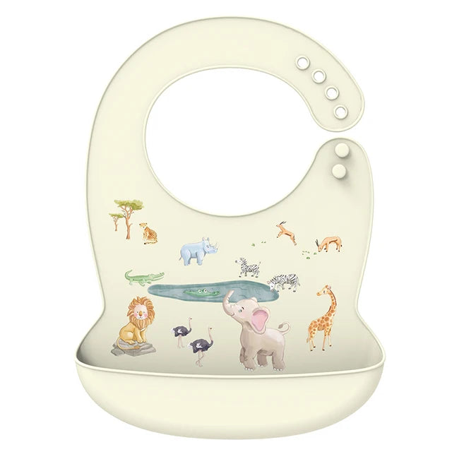 Silicone Babi Bib Waterproof Saliva Dripping Banana Bibs Cartoon Newborn Feeding Soft Edible Aprons Baby Adjustable Burp Scarf