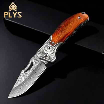 Folding knife 67-layer Damascus Folding Pocket knife with Wooden handle EDC Tools Outdoor Camping Survival knife