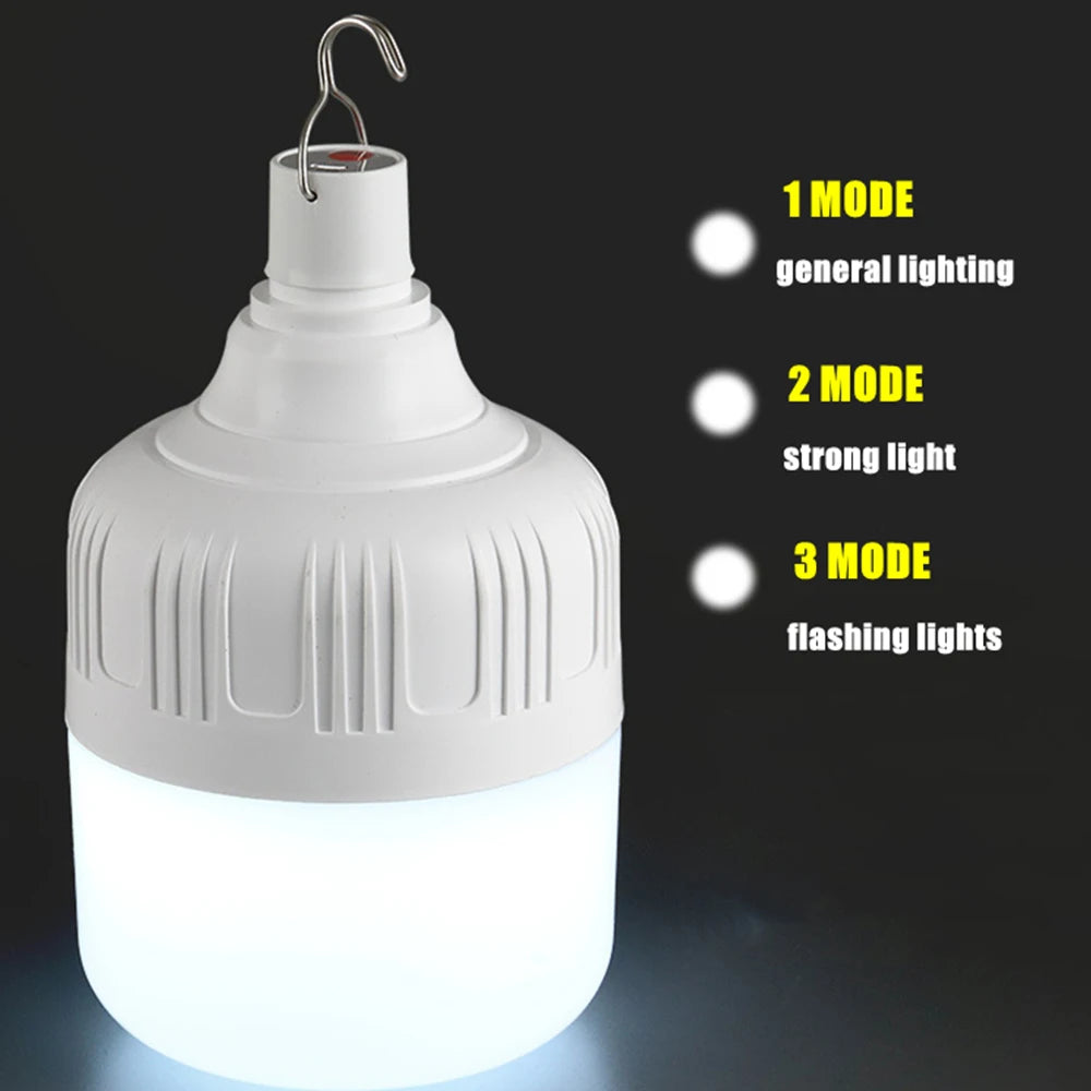 Portable Outdoor BBQ Camping Lights USB Rechargeable Lamp LED Emergency Bulb Hook High Power Tents Lantern Night Lights Bulb