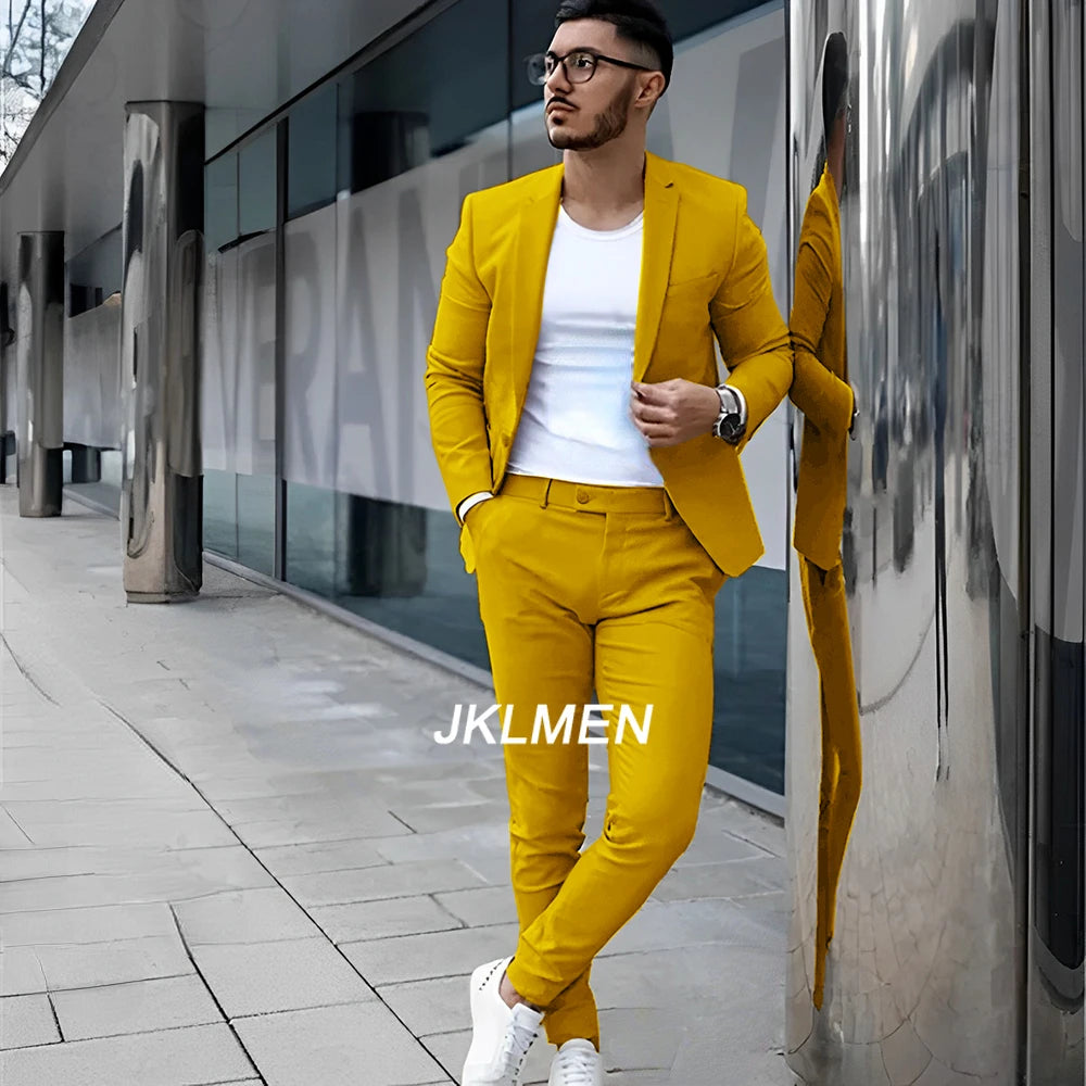 Gray Men's Suit 2 Piece Suit Summer Casual Jacket Pants Formal Wedding Tuxedo Groom Clothes Custom Color Blazer XS-5XL