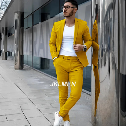 Gray Men's Suit 2 Piece Suit Summer Casual Jacket Pants Formal Wedding Tuxedo Groom Clothes Custom Color Blazer XS-5XL