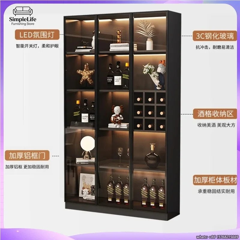 Mini Wine Cabinet Coffee Bar Cabinet for Living Room Home Decor Liquor Display Storage Furniture Wooden Beverage Cooler with